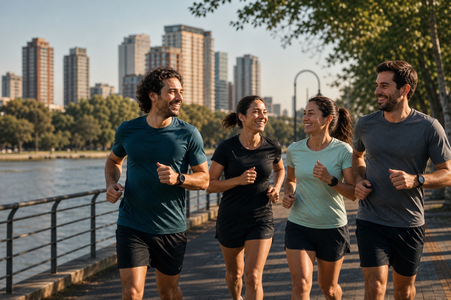 Grupo de personas corriendo juntas en Buenos Aires